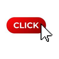 Click icon in red color with gradient. vector