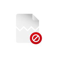 fileCorrupted file error icon. Failed document with error, vector