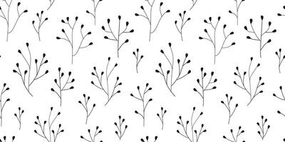 Seamless pattern with silhouettes of abstract branches. Space natural monochrome print. vector