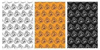 Set of Halloween background pattern with pumpkins. illustration vector