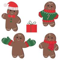 Christmas gingerbread men set vector