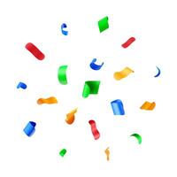 3D party confetti round isolated on white. Render color confetti collection. Colorful firecracker vector