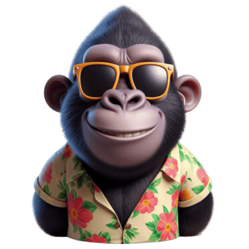 uma desenho animado gorila vestindo oculos de sol e uma floral camisa png