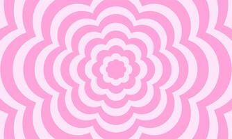 Groovy psychedelic pattern in y2k style. Repeating pink flowers background in trendy retro 2000s design vector