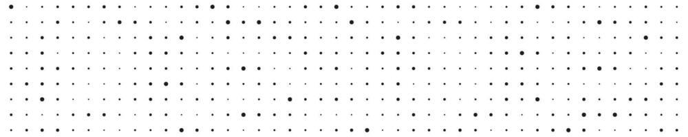 Dot grid halftone seamless pattern. Background with different sizes black round points on white background. Abstract monochrome texture. Dotty perforated surface vector