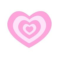 Repeating heart icon in y2k retro style. 2000s design object in pastel pink colors. Cute romantic vintage sticker vector