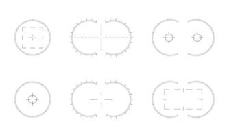 Set of viewfinder scales of binocular, monocular, telescope, periscope. Graphic distance charts. Digital screen point of view graphic design vector