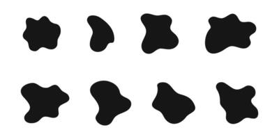 Irregular shapes icons set. Organic blobs, water splotches, liquid ink spots, distorted bubbles textures collection. Amoeba shaped figures vector