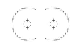 Viewfinder scale of binoculars, sniper weapon, military optic. Graphic distance chart. Digital screen point of view vector