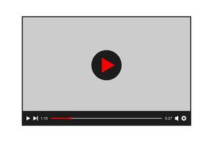Media player template. Online movie digital screen with play button and loading slider bar. Multimedia app window simple design vector