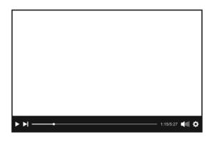 Media player template. Online movie empty digital screen with buttons and loading slider bar. Multimedia app window simple design vector