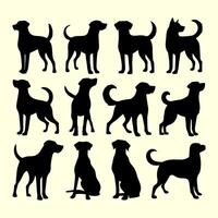 Silhouettes of Dogs in Various Poses on White Background for Stock Art and Design Projects vector