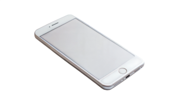 White smartphone with a blank screen, representing mobile communication technology. png
