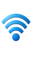 Blue wireless internet symbol representing WiFi connectivity and networking. png