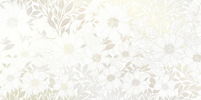 Luxurious Design of Wallpaper in the style of art deco, Light Silver Silhouettes of Flowers and Leaves on a White Background. Great for Prints, Posters, Covers, Banners, Invitations, Beauty Products.