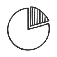 Donut chart in doodle style. Hand drawn circle graph with separated fragment. Sketch of wheel diagram. Round shape with hatched slice vector