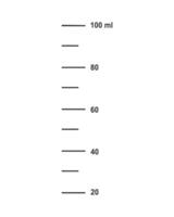 Scale with 100 ml liquid volume for measuring cups to preparing cooking or chemistry flasks vector