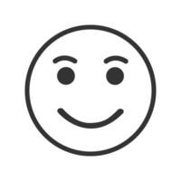 Face icon with positive satisfied emotion. Good, happy, smiling, pleased emoticon expression vector
