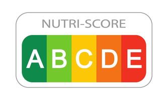 Nutri Score label with classification A, B, C, D, E letters on white background. Nutritional quality of foods sticker used in Europe products rating system vector