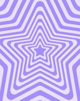 Groovy hypnotic patterns in y2k style. Poster with repeating stars in trendy retro 2000s design. Cute illustration in pastel purple colors vector