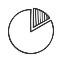 Donut chart in doodle style. Hand drawn circle graph with one separated fragment. Sketch of infographic wheel diagram. Round shape with hatched slice vector