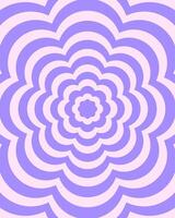 Poster with repeating flowers in trendy retro 2000s design. Groovy psychedelic pattern in y2k style. Cute illustration in pastel purple colors vector