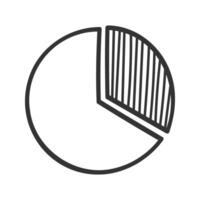 Donut chart in doodle style. Hand drawn circle graph with separated fragment. Round shape with hatched slice vector