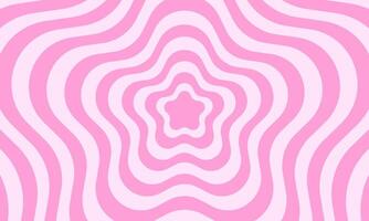 Poster with repeating pink flowers in trendy girly 2000s design. Groovy psychedelic pattern in y2k style. Cute illustration in pastel colors vector