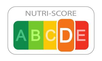 Nutri Score label with detached D classification letter. Sticker with nutritional quality of foods used in Europe products rating system vector