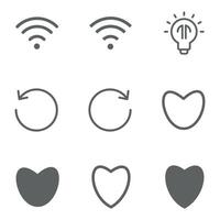 Minimalist Icon Set - Wi-Fi Lightbulb Refresh Heart Symbols vector