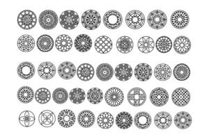 Collection of Geometric Radial Icons Black and White Set of Circular Abstract Designs vector