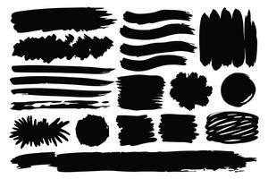 A set of black brush strokes on a white background vector
