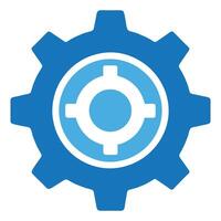 Blue Gear Icon - Settings and Configuration Symbol for Tech and Software vector