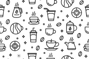 Seamless Coffee Doodle Pattern in Cute Hand-Drawn Style Ideal for Backgrounds and Design Projects vector