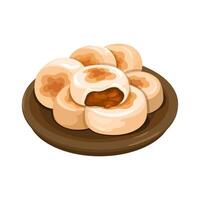 Bakpia Indonesian Pastry Cake Cartoon Illustration vector