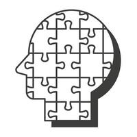 Human head profile and puzzle. Mental health, brain problems. vector