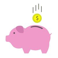 Piggy bank coin from currency in pink color. Saving, investing and accumulating money. vector