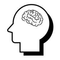 Head profile with brains. Human brain in illustration with face profile. vector