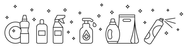 Cleaning company symbol. Set of linear icons on the theme of cleaning. Cleaning icons. vector