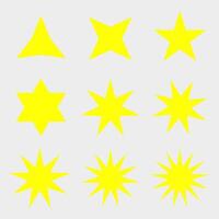 Stars icons. Classic isolated shiny stars with different number of tips. vector