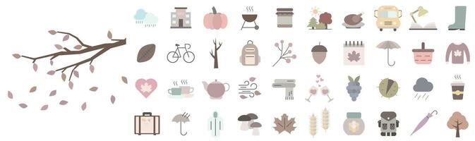 Set of autumn color icons. Autumn time. Set of autumn icons. vector