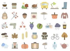 Set of autumn color icons. Autumn time. vector