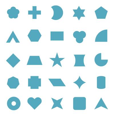 Geometric figures. Silhouettes of geometric shapes, different shapes of blue color.