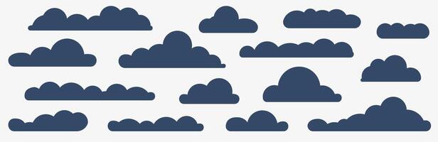 Set of abstract blue clouds isolated on white background. vector
