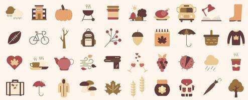Set of autumn color icons. Autumn time. Set of autumn icons. vector