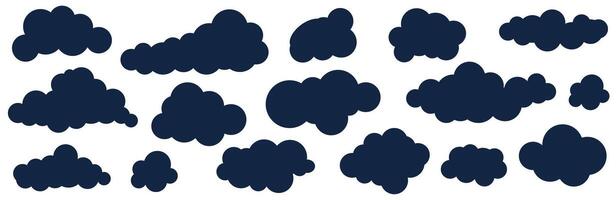 Thunderclouds set. There are clouds in the sky. Autumn dark clouds. vector