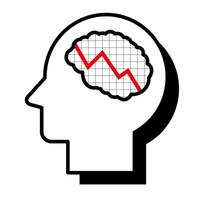 Human brain with business graph in face profile. Head profile with brains. vector