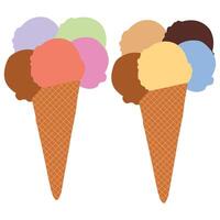 vanilla and strawberry chocolate ice cream waffle Ice Cream Cone vector