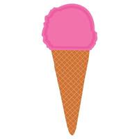 vanilla and strawberry pink chocolate ice cream scoop in waffle cone Vanilla Ice Cream Cone design vector