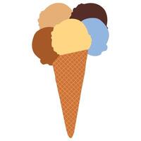 vanilla and strawberry ice cream scoop in waffle cone Ice Cream Cone . vector